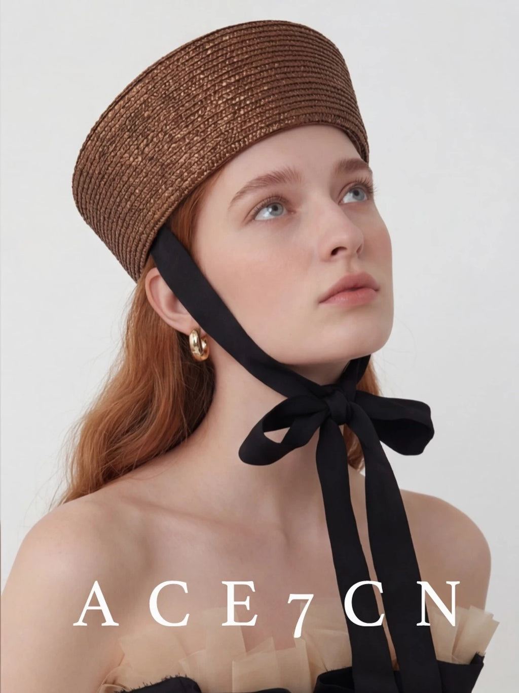 Tie-Cord Straw Pillbox Hat — ACE7CN