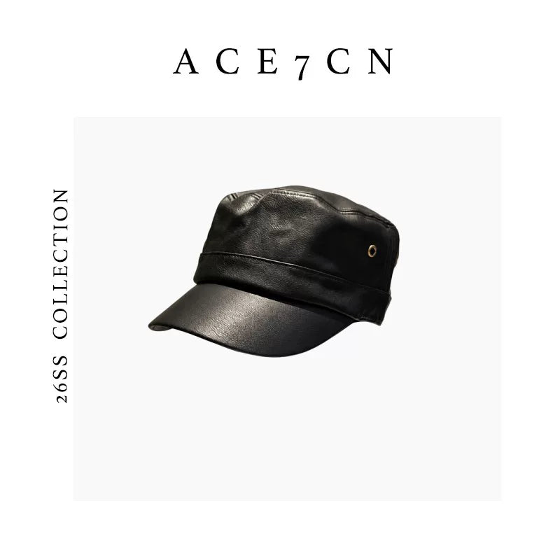 Matte Faux-Leather Equestrian Cap — ACE7CN