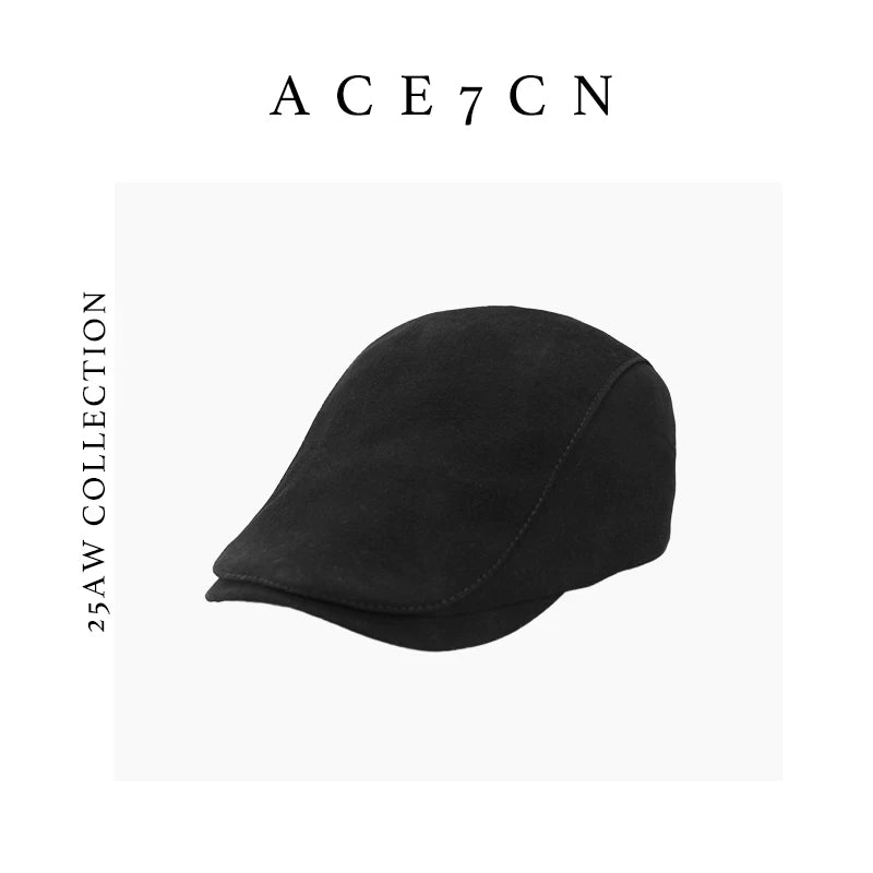 Distressed Suede Newsboy Cap — ACE7CN