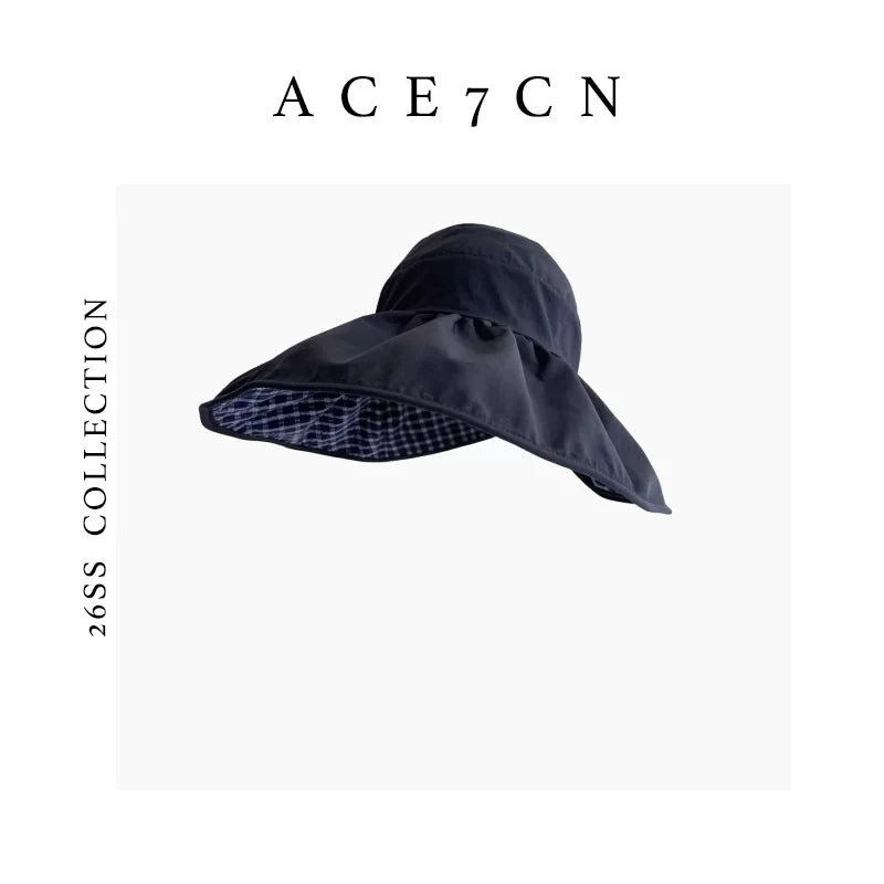 Reversible Plaid Wide-Brim Bucket Hat — ACE7CN