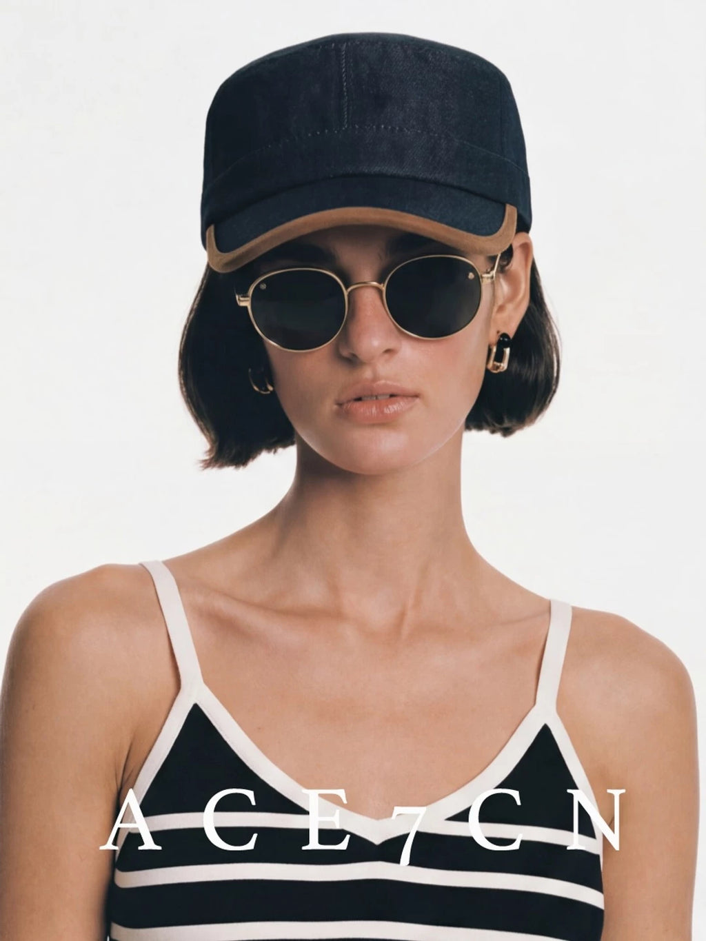 Blue Distressed Denim Riding Cap — ACE7CN