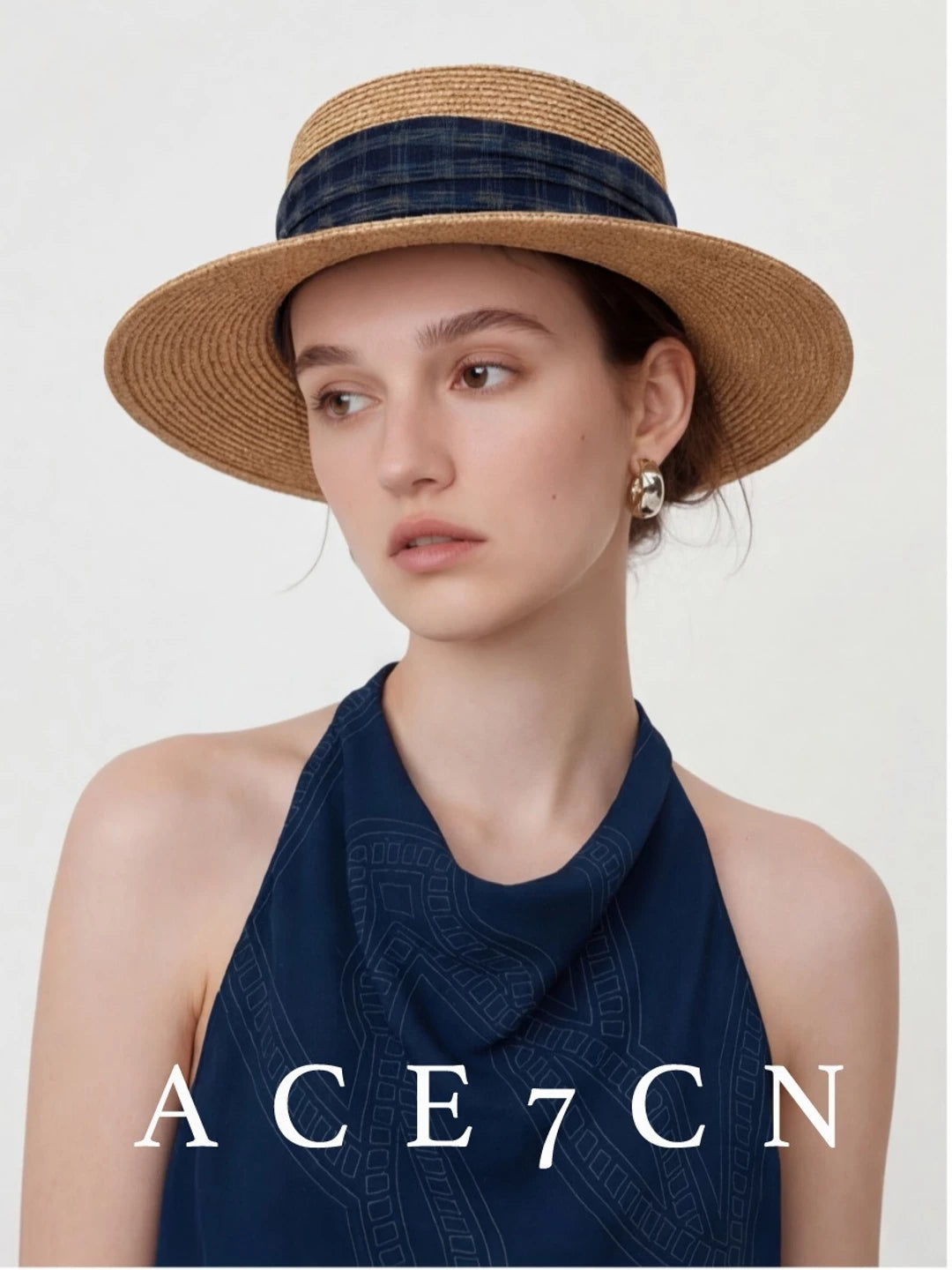Plaid Straw Fedora — ACE7CN