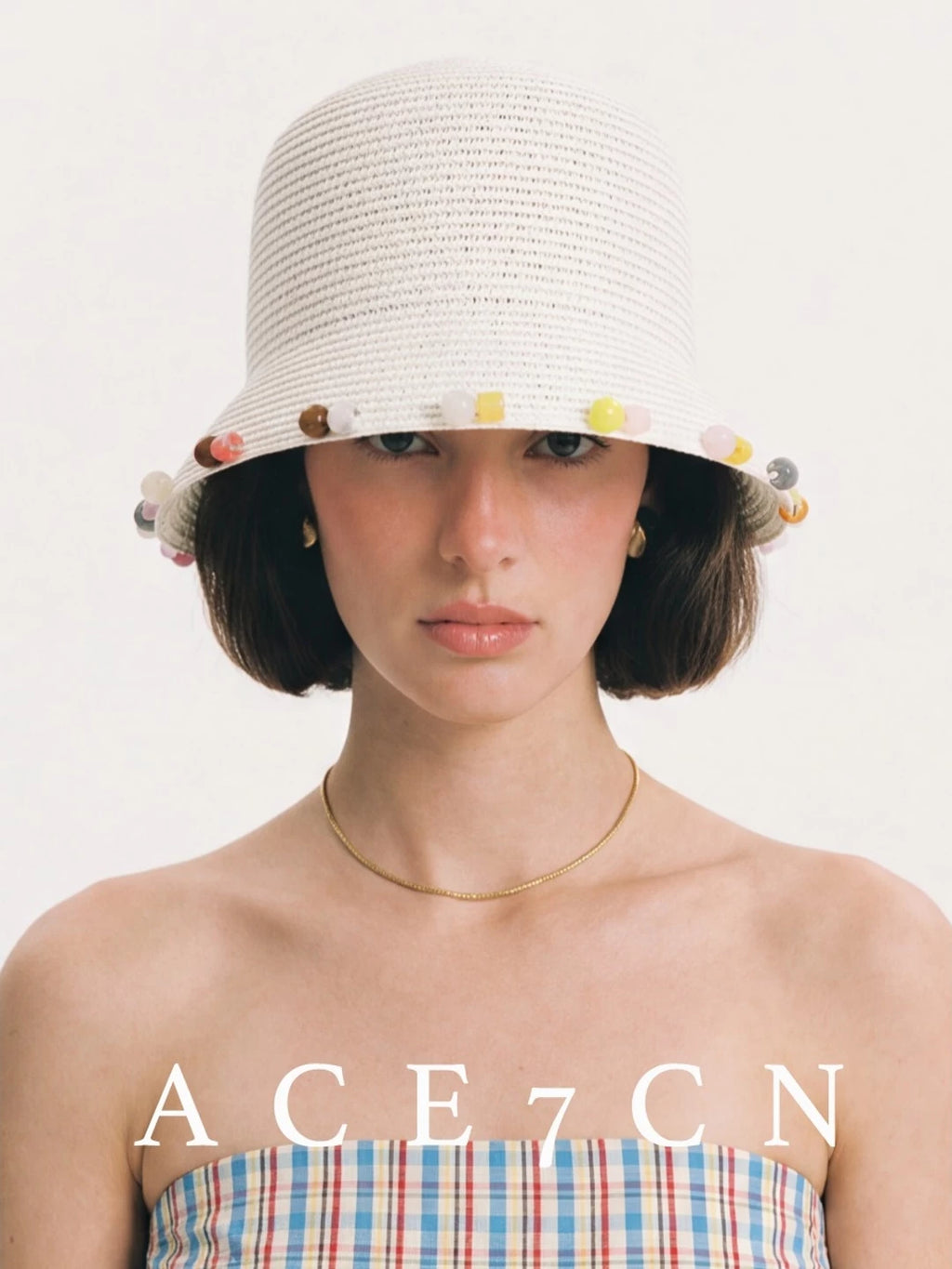 Colored-Stone Trim Bucket Hat — ACE7CN
