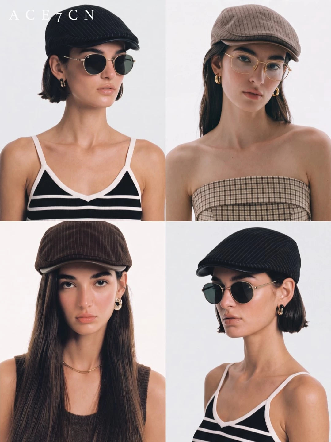 Fine-Stripe Flat Cap — ACE7CN