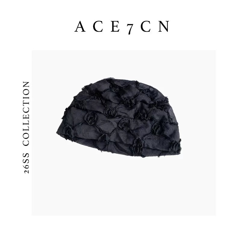 Sheer Tulle Floral Head Scarf Hat — ACE7CN