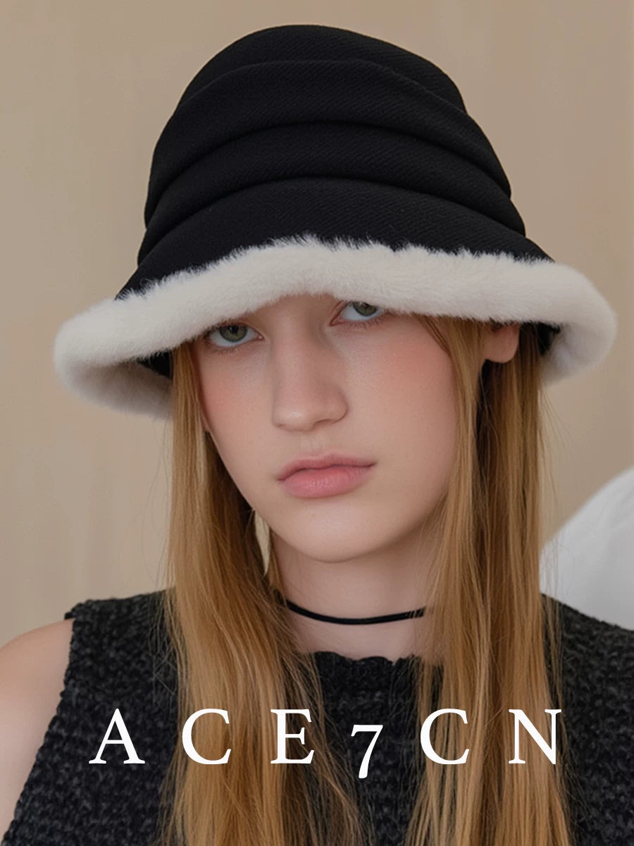 Shearling-Effect Cloche Bucket Hat — ACE7CN
