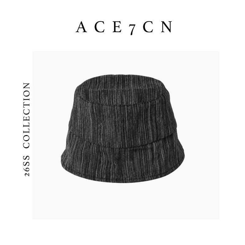 Resin-Texture Linen Bucket Hat — ACE7CN
