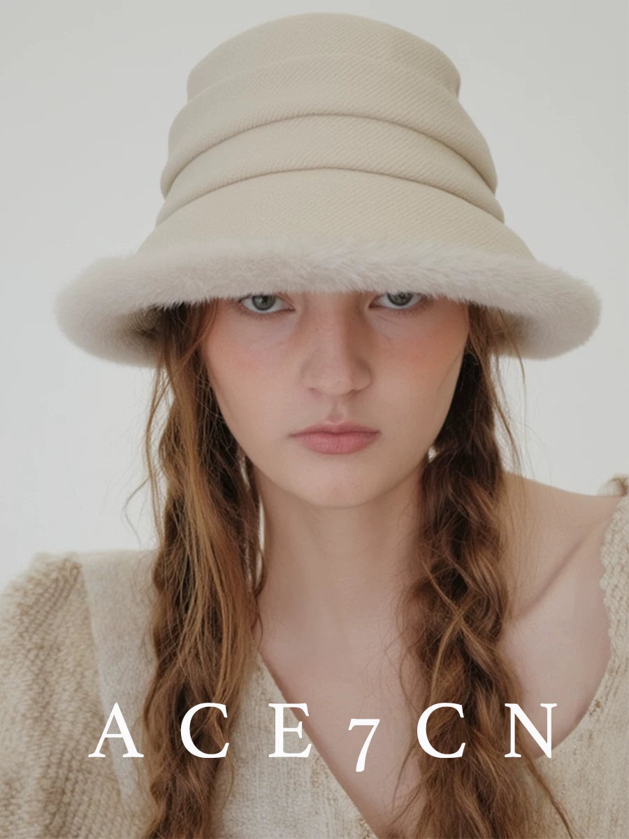 Shearling-Effect Cloche Bucket Hat — ACE7CN