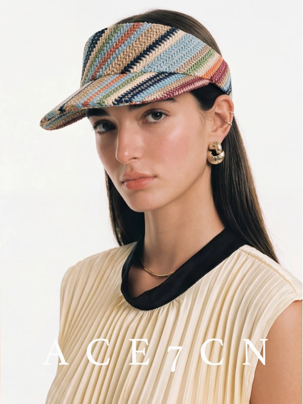 Rainbow-Stripe Headband Visor — ACE7CN