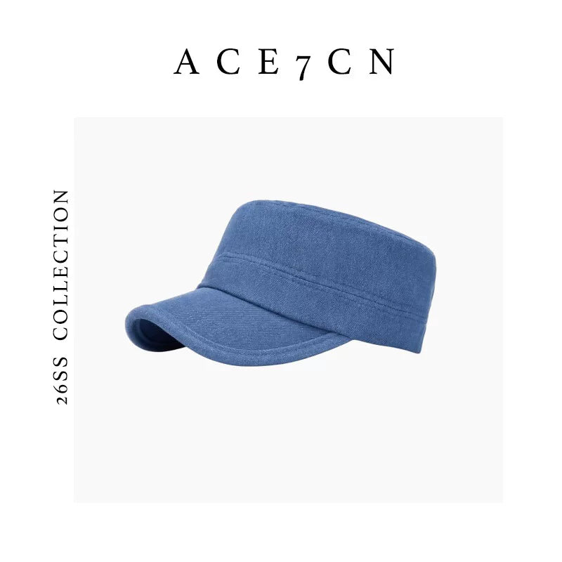 Urban Chic Casual Riding Hat Denim Flat-Top