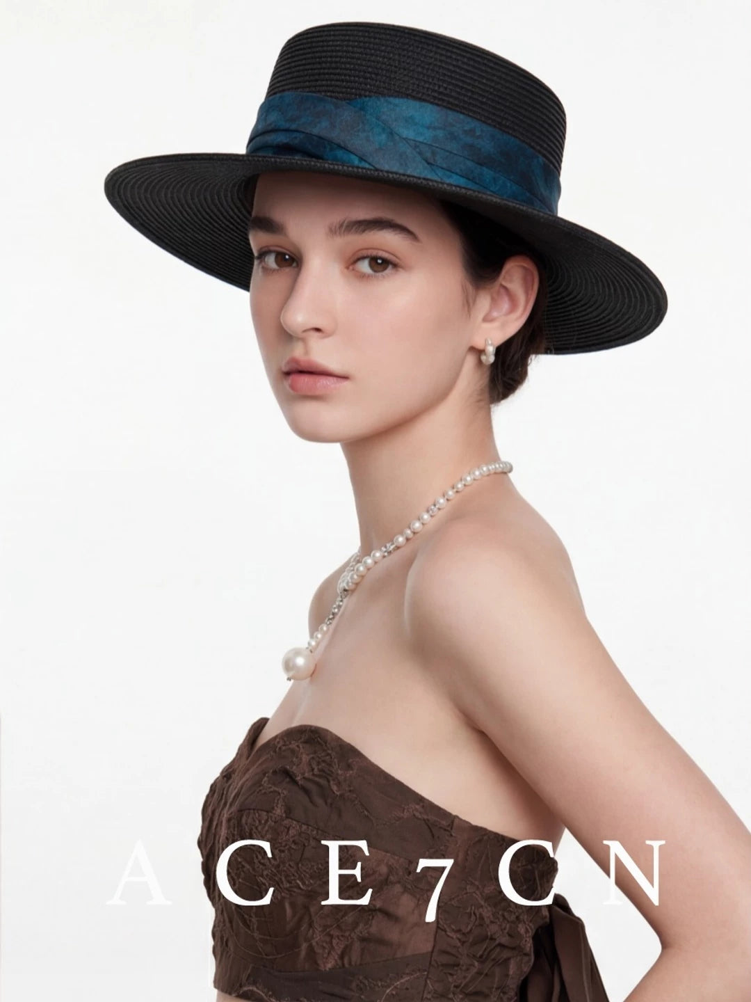 Satin-Ribbon Straw Fedora — ACE7CN