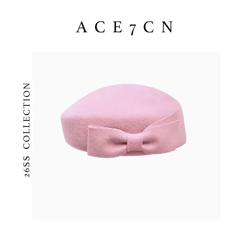 Bow-Detail Wool Felt Painter Beret — ACE7CN