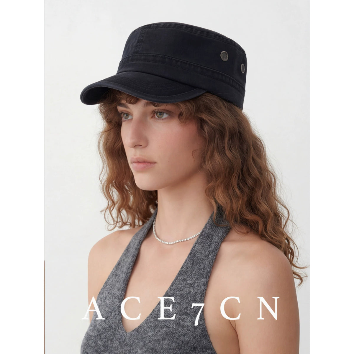Distressed Denim Flat-Brim Baseball Cap — ACE7CN