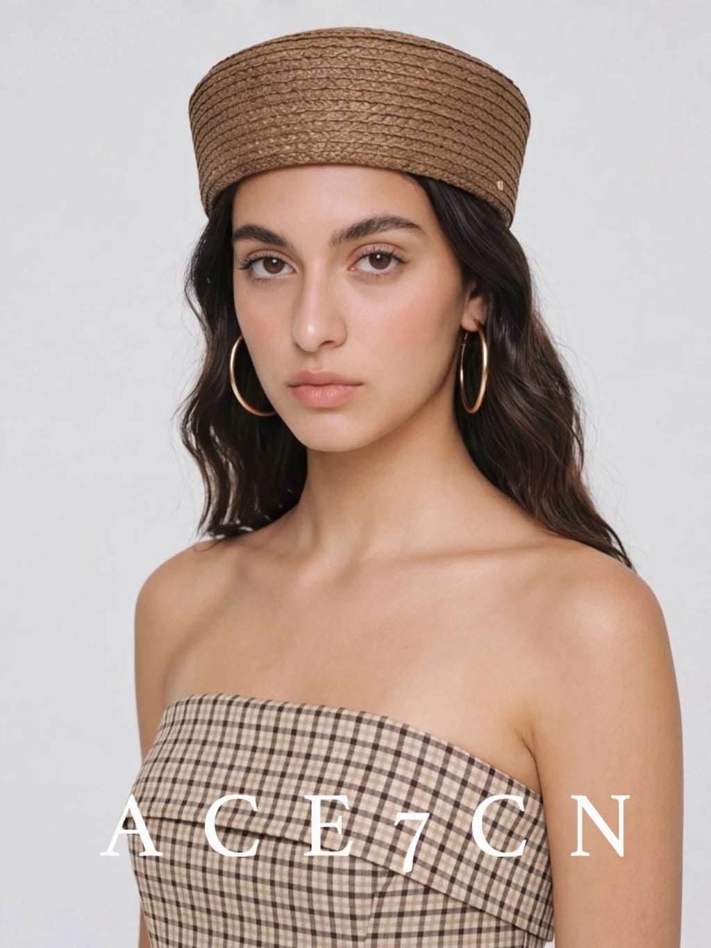 Round-Crown Raffia Pillbox Hat — ACE7CN