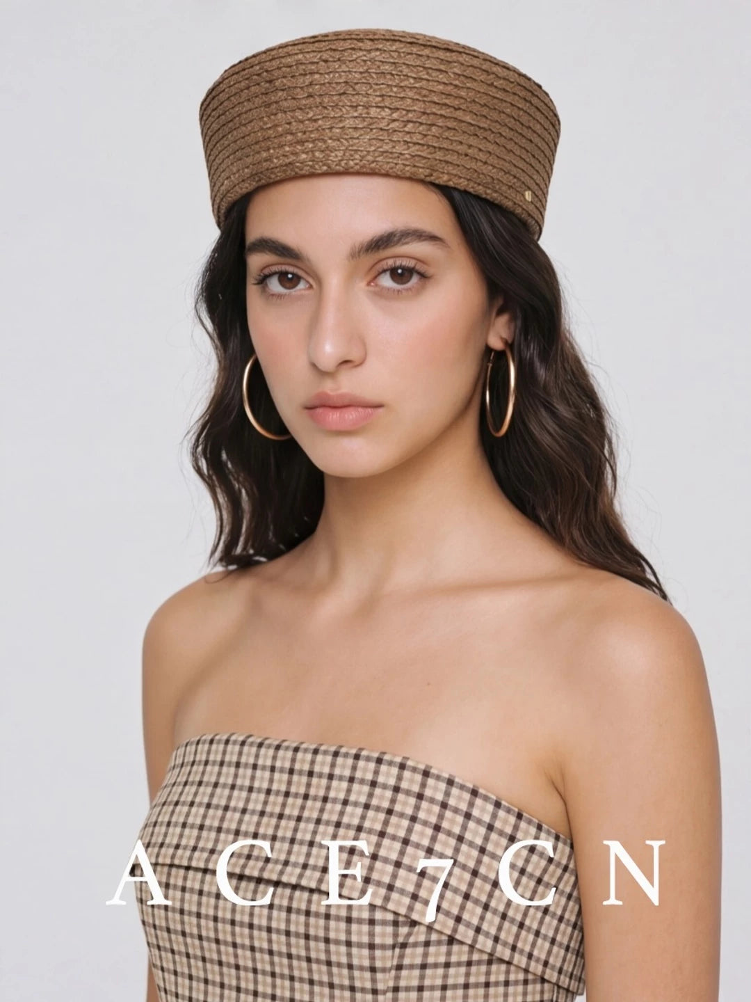 Round-Crown Raffia Pillbox Hat — ACE7CN