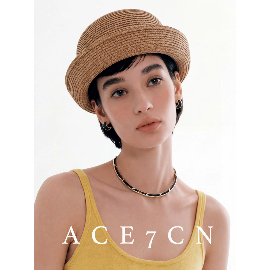 Domed Straw Pillbox Hat — ACE7CN