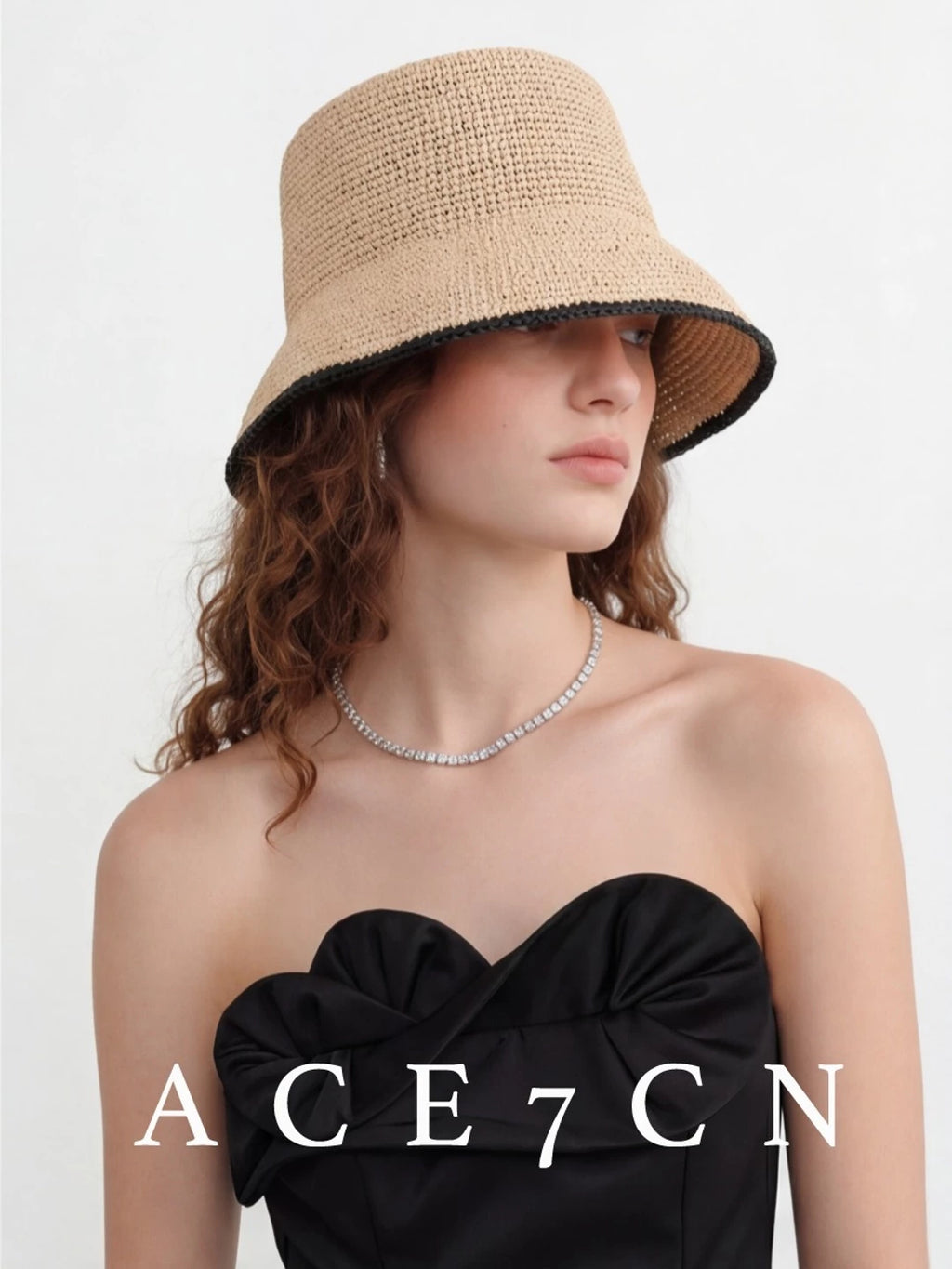 Raffia Lampshade Bucket Hat — ACE7CN