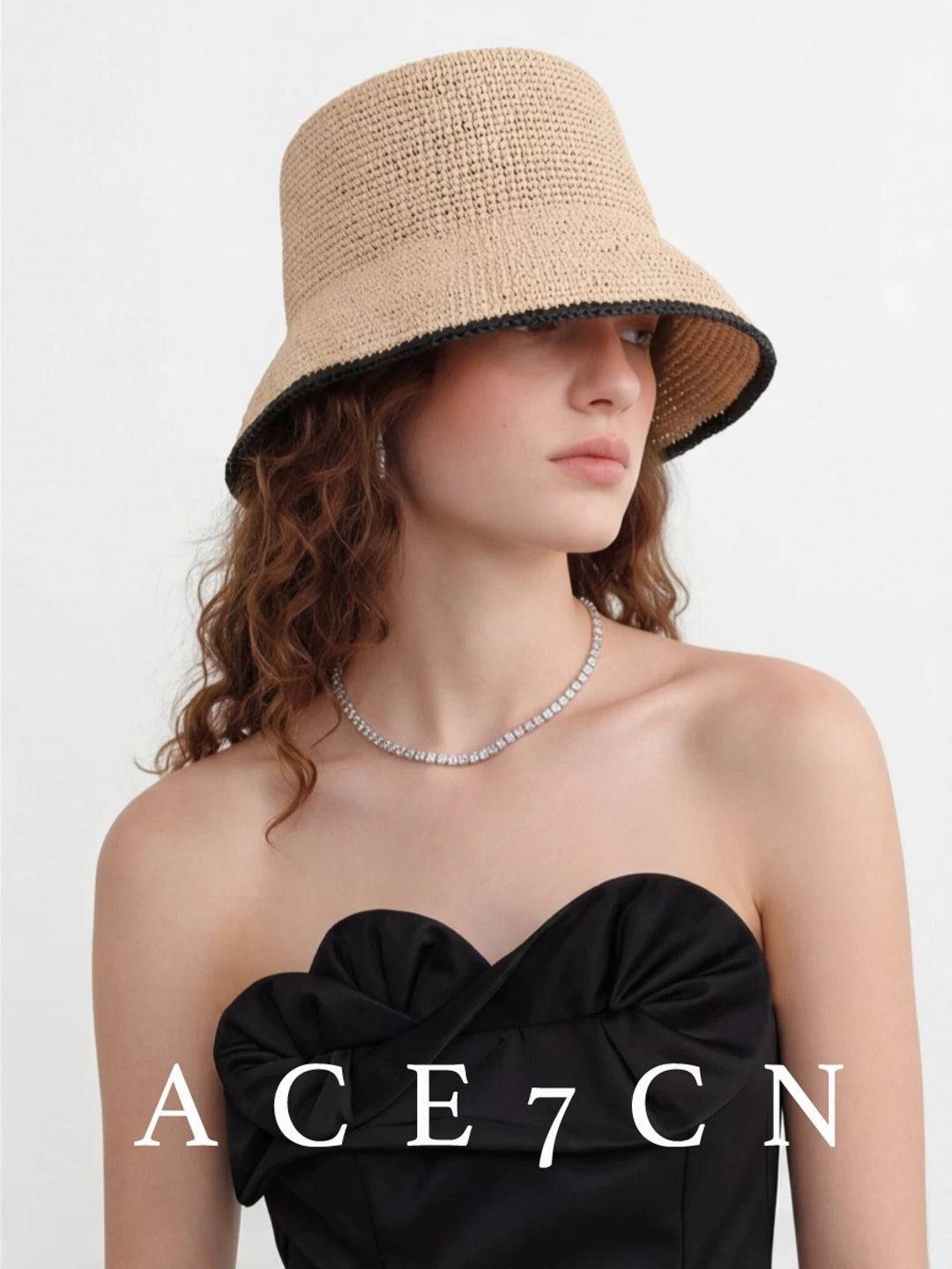 Raffia Lampshade Bucket Hat — ACE7CN