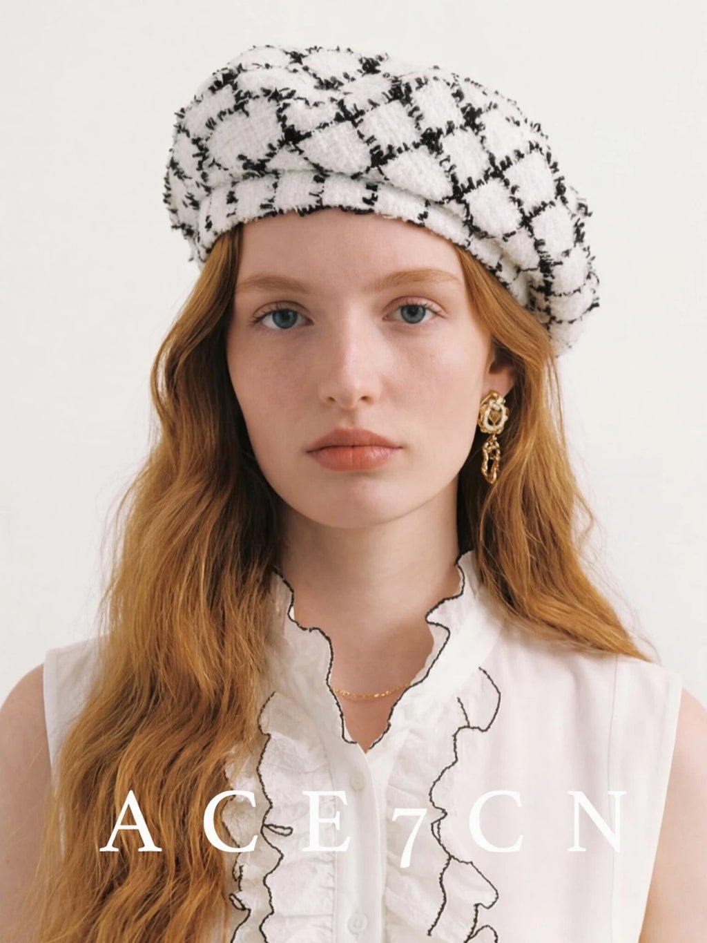 Plaid Tweed Beret — ACE7CN