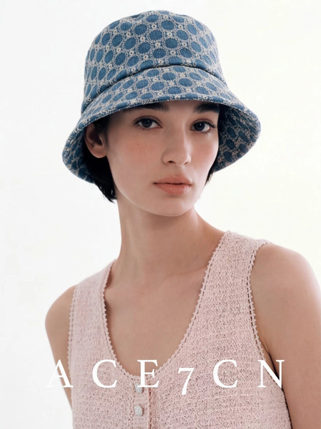 Diamond-Check Jacquard Bucket Hat — ACE7CN