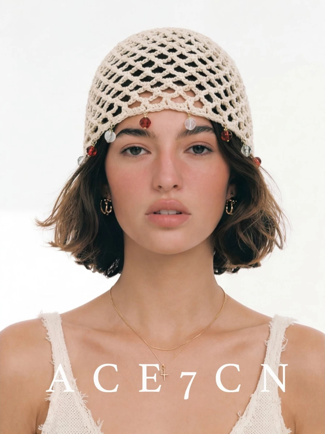 Niche Openwork Knit Beanie Handmade Pullover Beanie