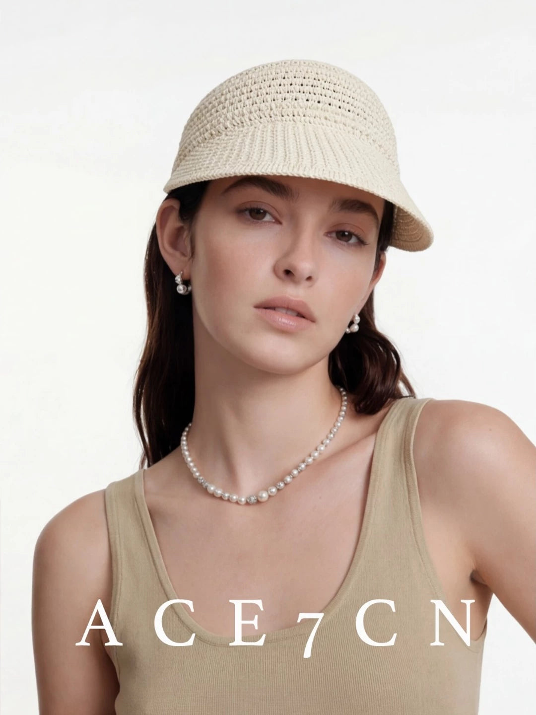 Openwork Woven Wide-Brim Visor — ACE7CN