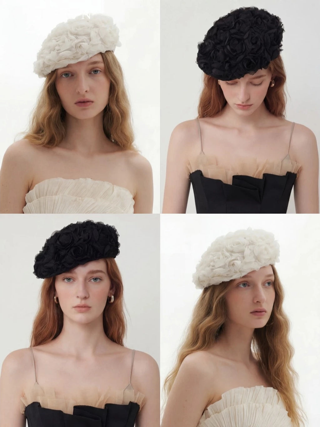 Rose-Embellished Brimmed Hat — ACE7CN