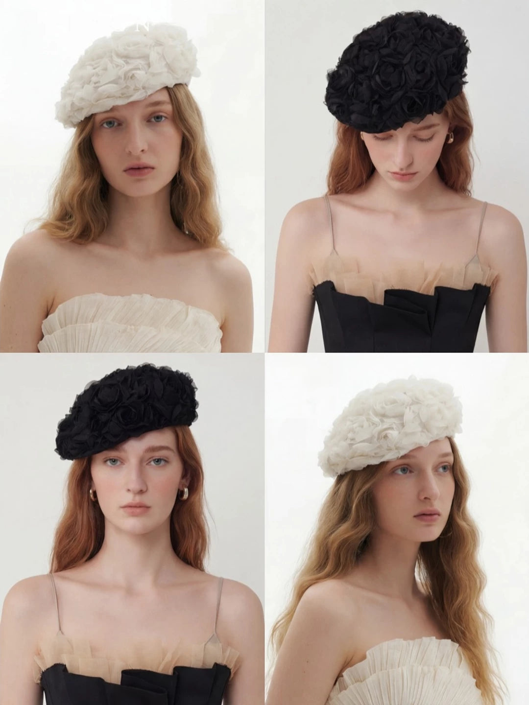 Rose-Embellished Brimmed Hat — ACE7CN
