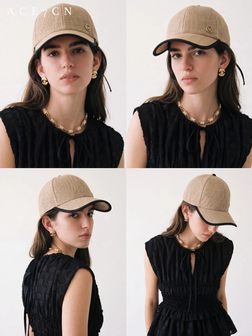 Multicolor Woven Straw Baseball Cap — ACE7CN