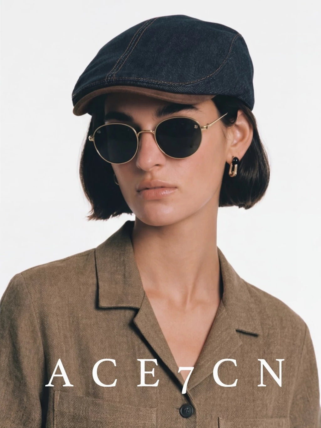 Suede-Peak Denim Flat Cap — ACE7CN