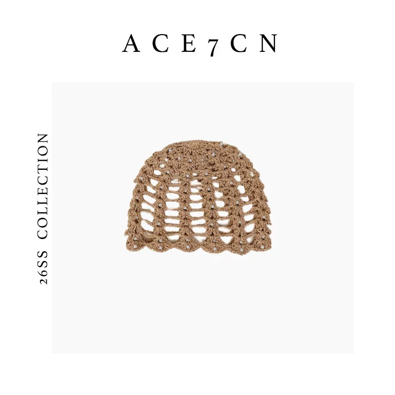 Shimmer Openwork Woven Head Scarf Hat — ACE7CN