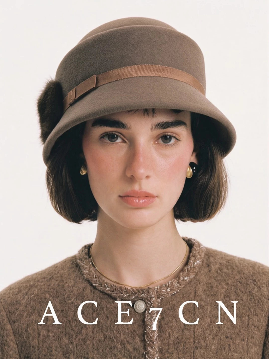 100 Wool French Hepburn Elegant Bucket Hat Elegant