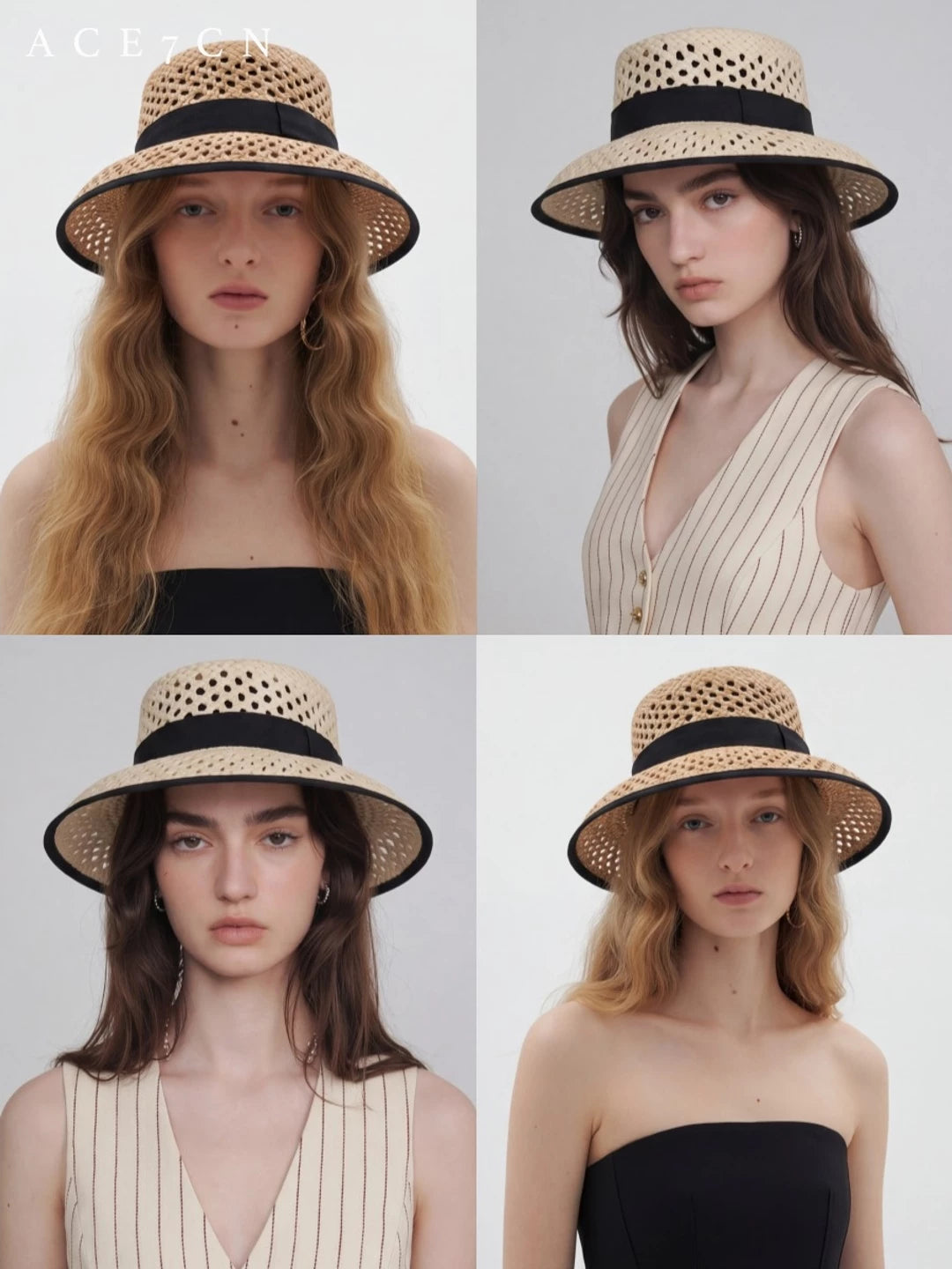 Openwork Straw Cloche — ACE7CN