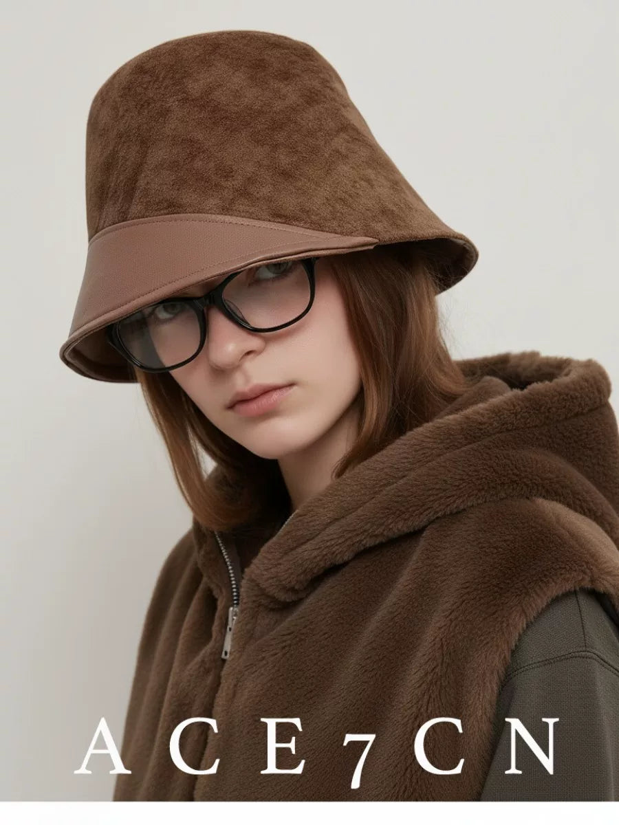 British Vintage Suede Bucket Hat Premium Women