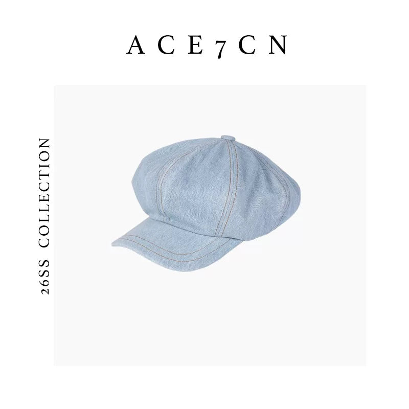 Denim Octagonal Newsboy Cap — ACE7CN