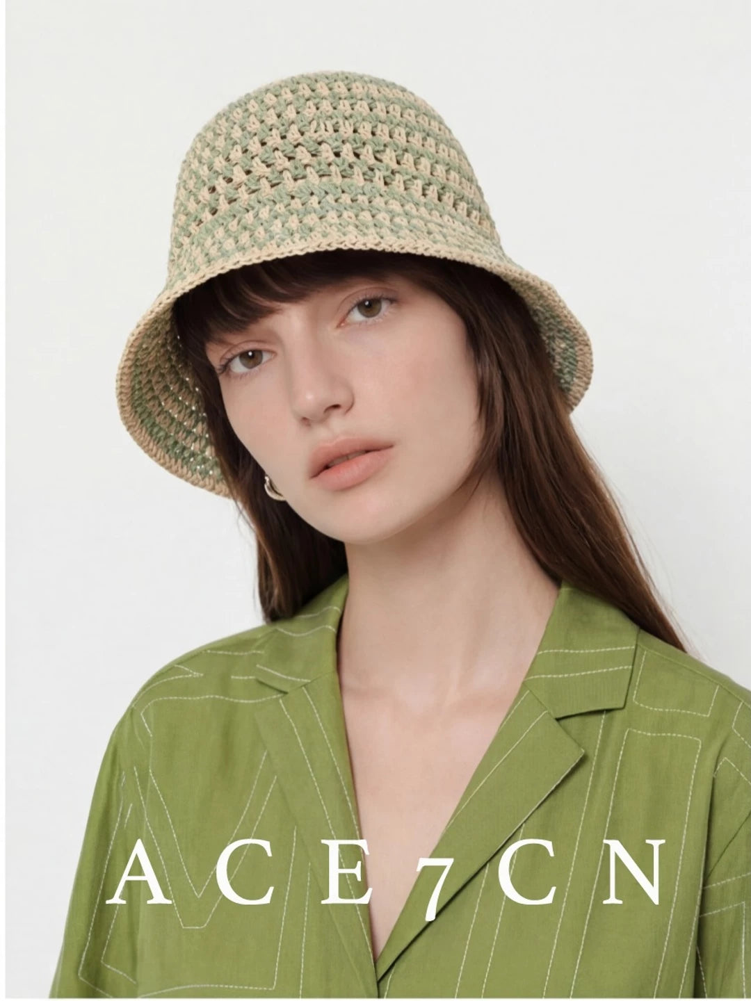 Breathable Openwork Straw Bucket Hat — ACE7CN