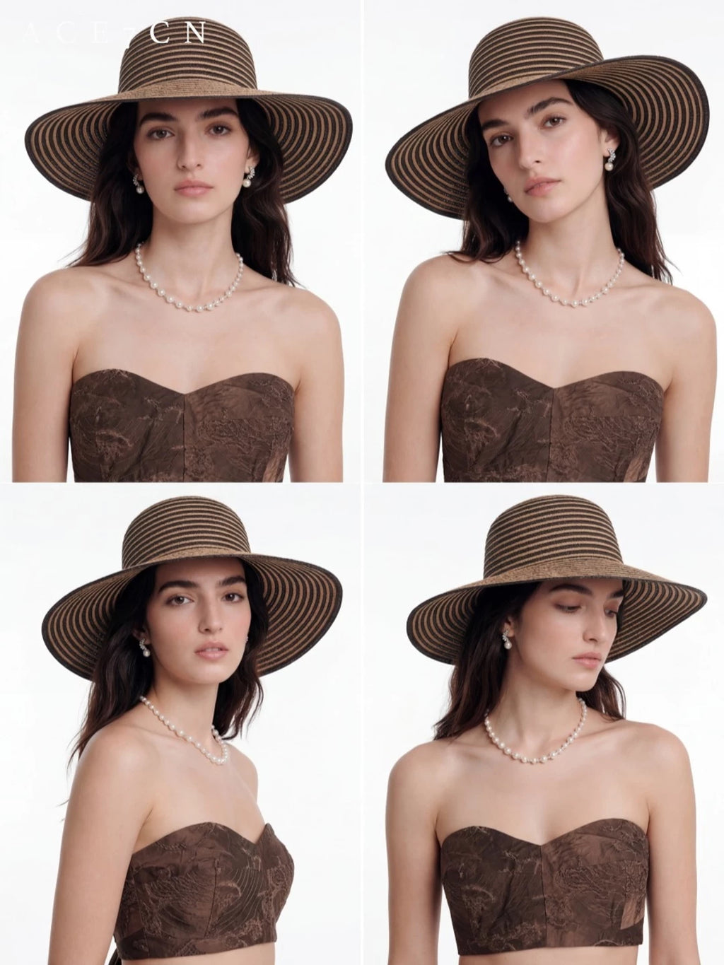Striped Dome-Crown Straw Hat — ACE7CN
