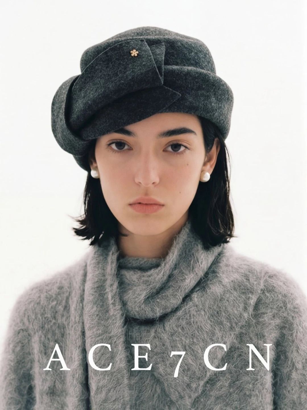 Japanese Niche Wool Pillbox Hat Handmade Bow Elegant