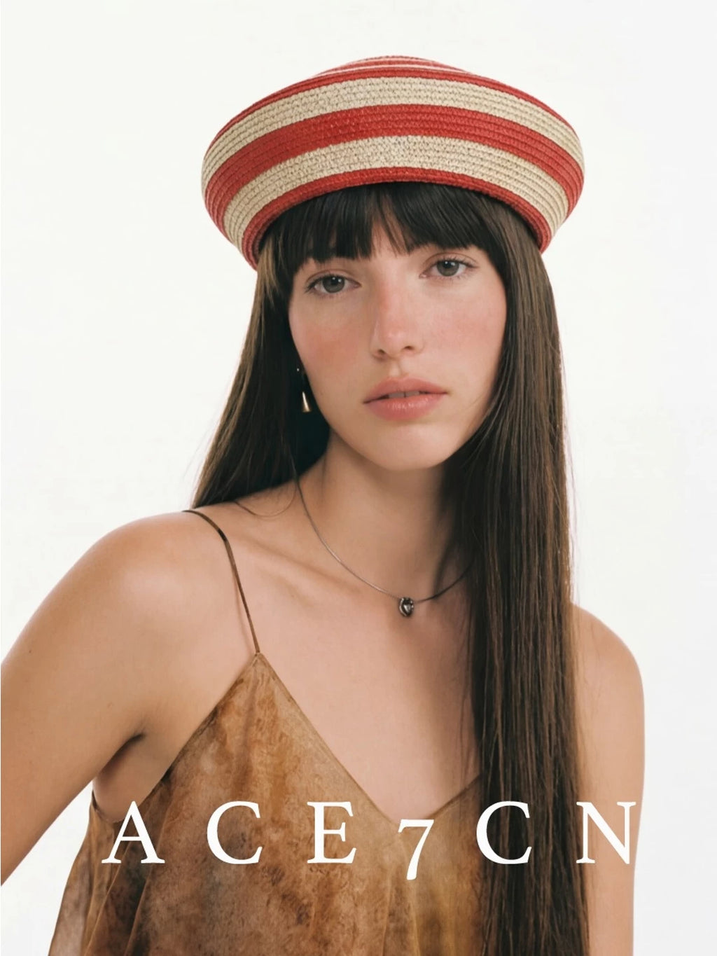 Striped Brimless Straw Pillbox Hat — ACE7CN