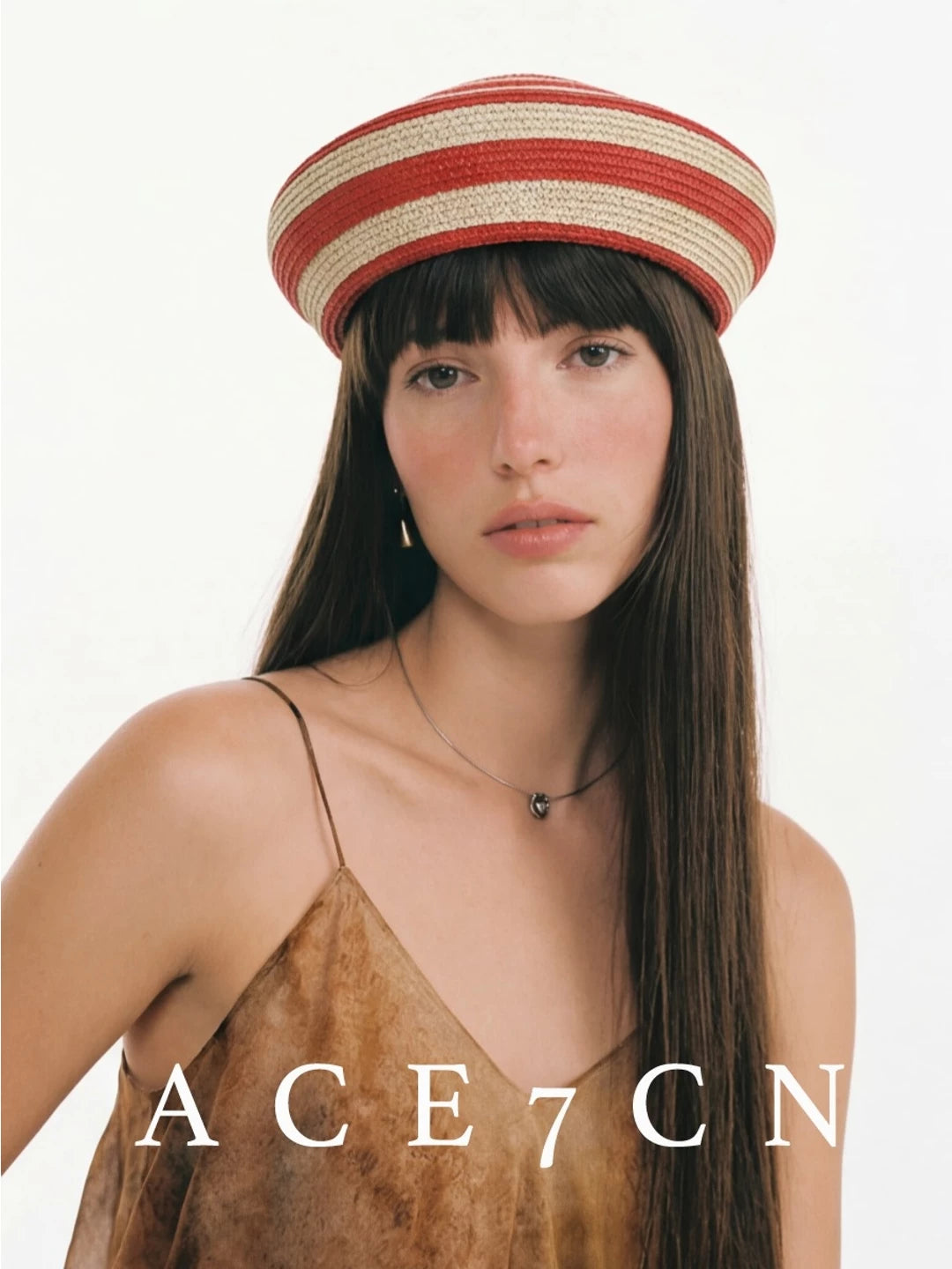 Striped Brimless Straw Pillbox Hat — ACE7CN