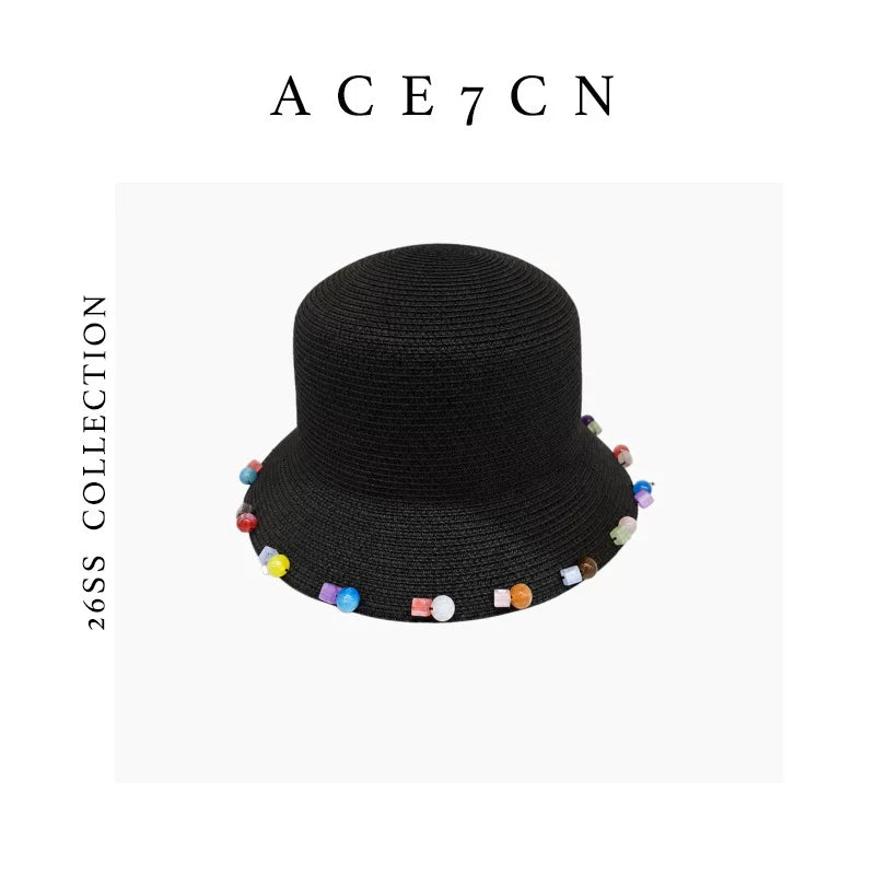 Colored-Stone Trim Bucket Hat — ACE7CN