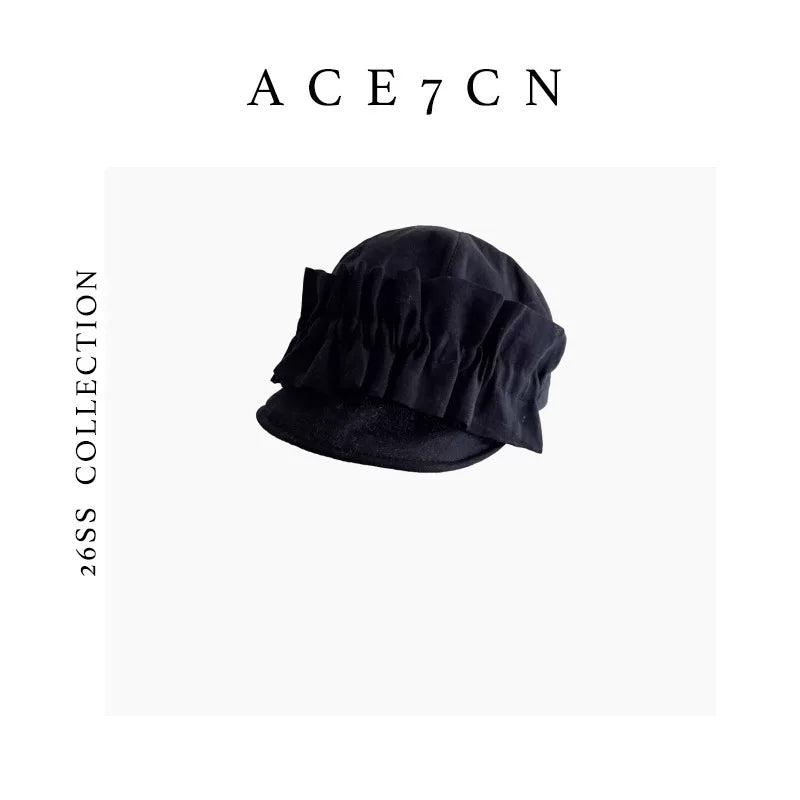 Hand-Pinched Floral Short-Brim Hat — ACE7CN