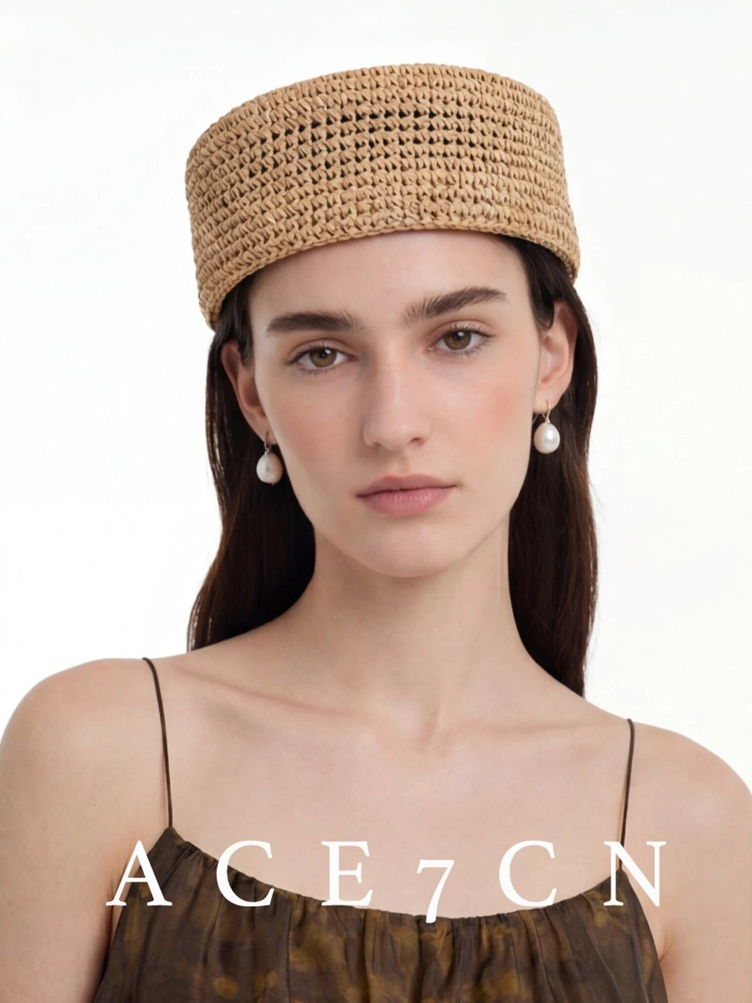 Brimless Domed Straw Pillbox Hat — ACE7CN