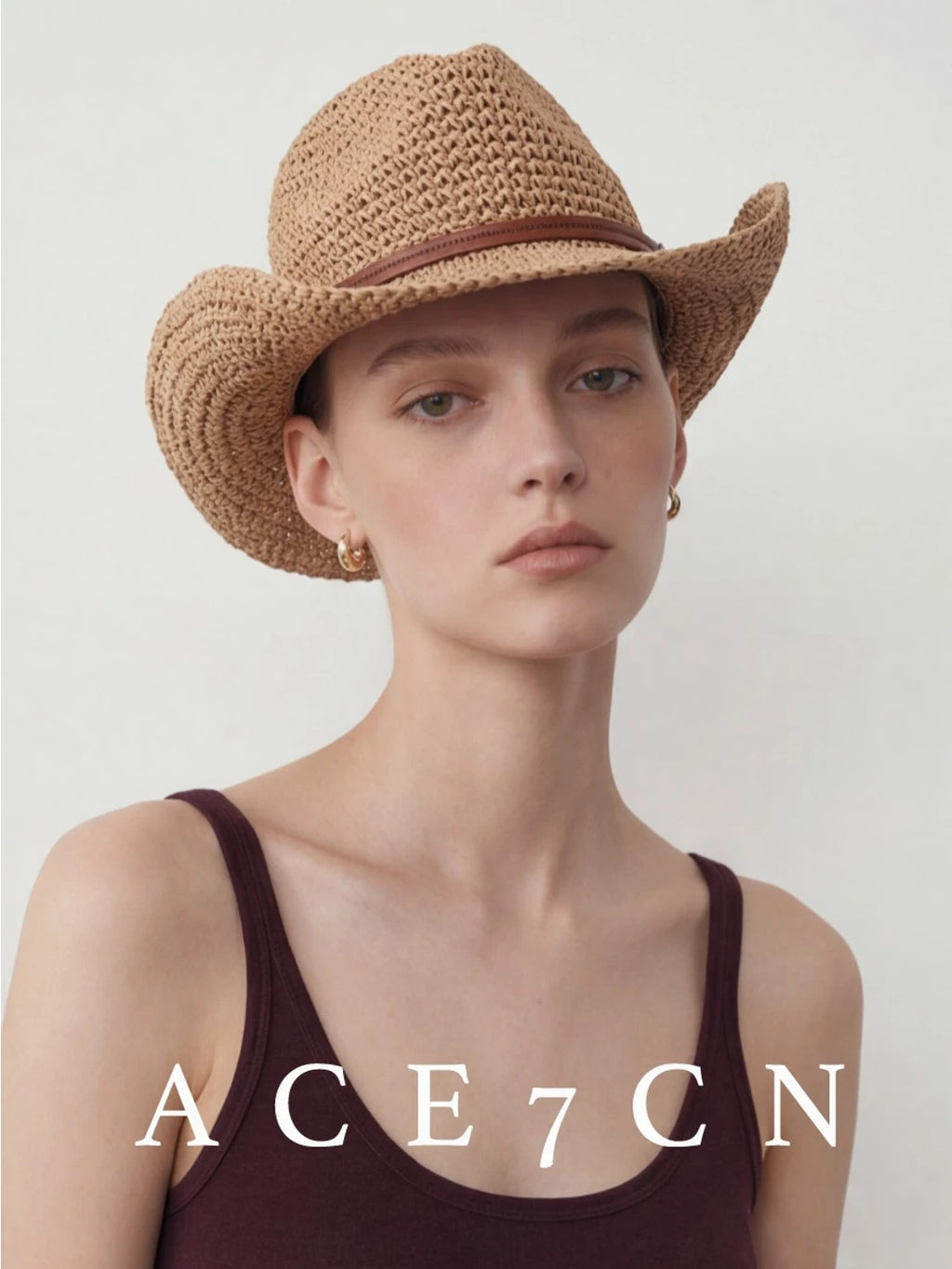 Openwork Straw Western Fedora — ACE7CN