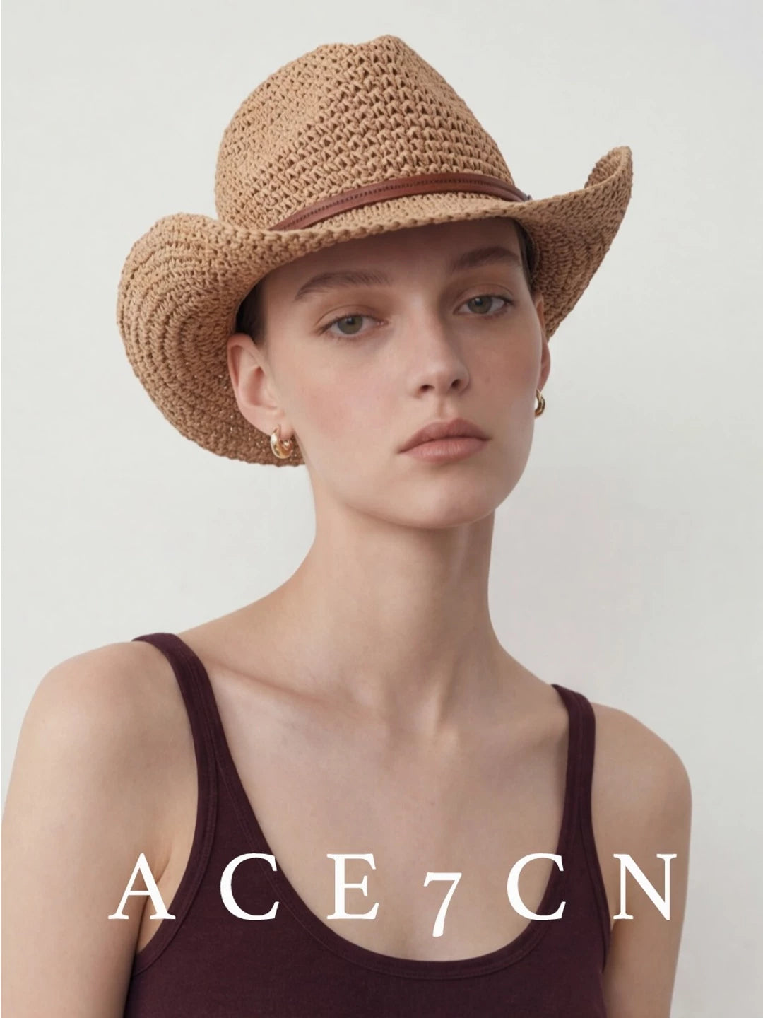 Openwork Straw Western Fedora — ACE7CN