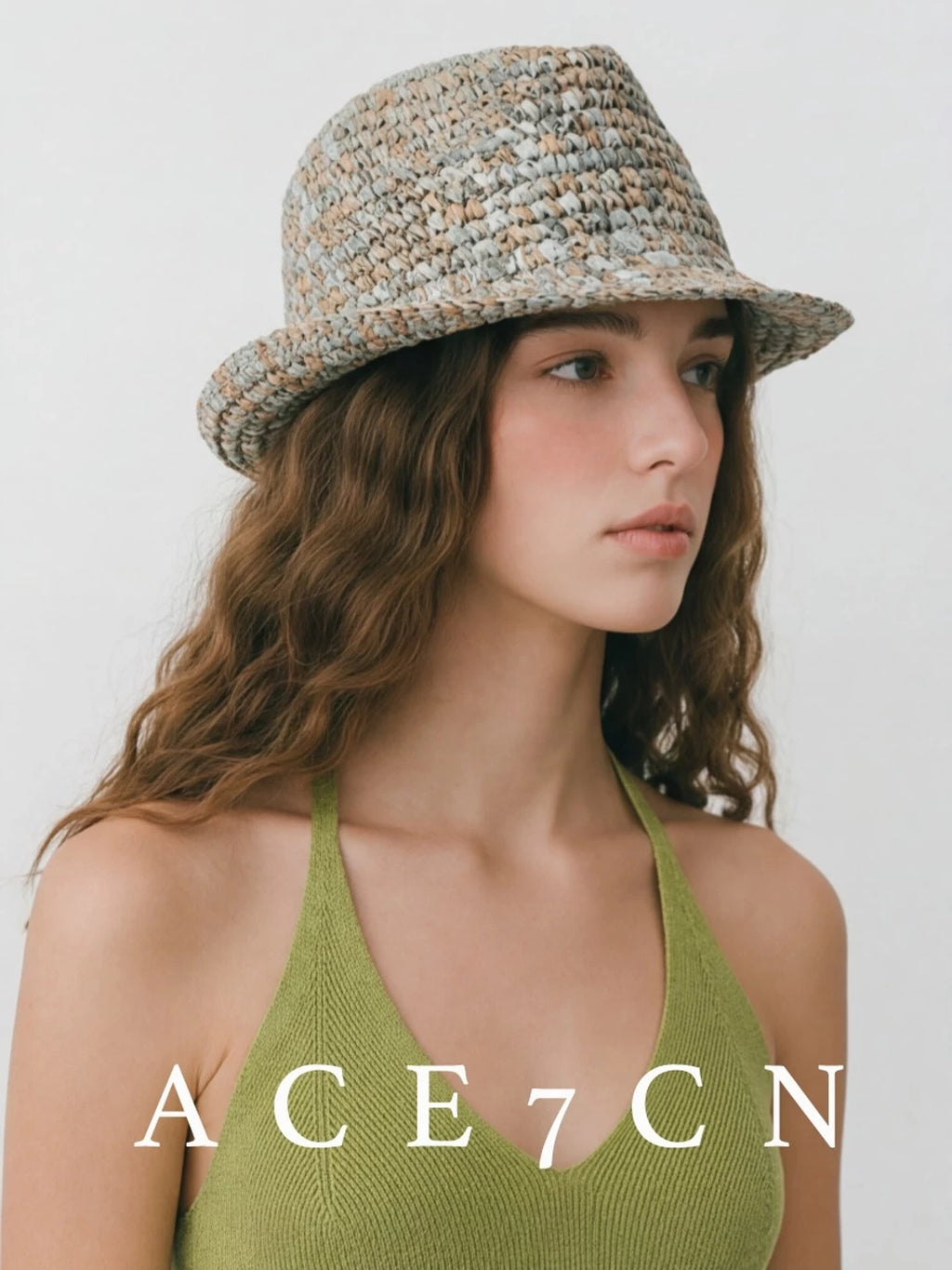 Multicolor Crochet Straw Fedora — ACE7CN