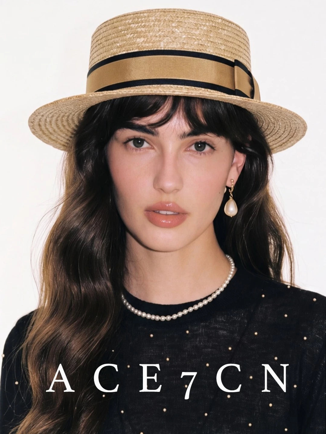Short-Brim Wheat-Straw Flat-Top Boater — ACE7CN