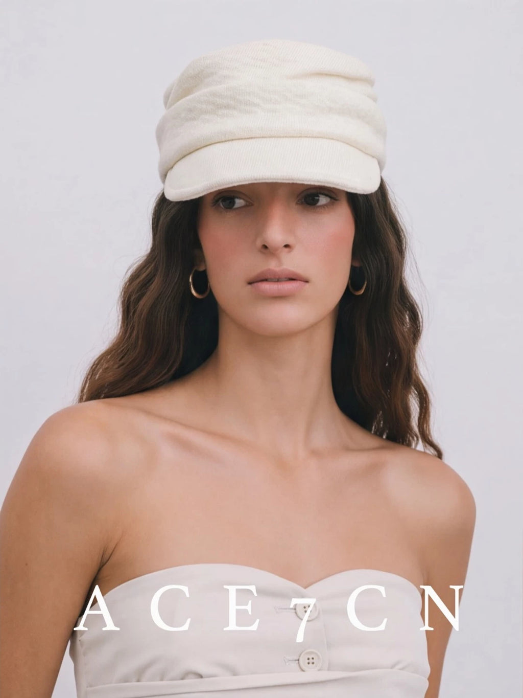 Pleated Flat-Top Equestrian Cap — ACE7CN