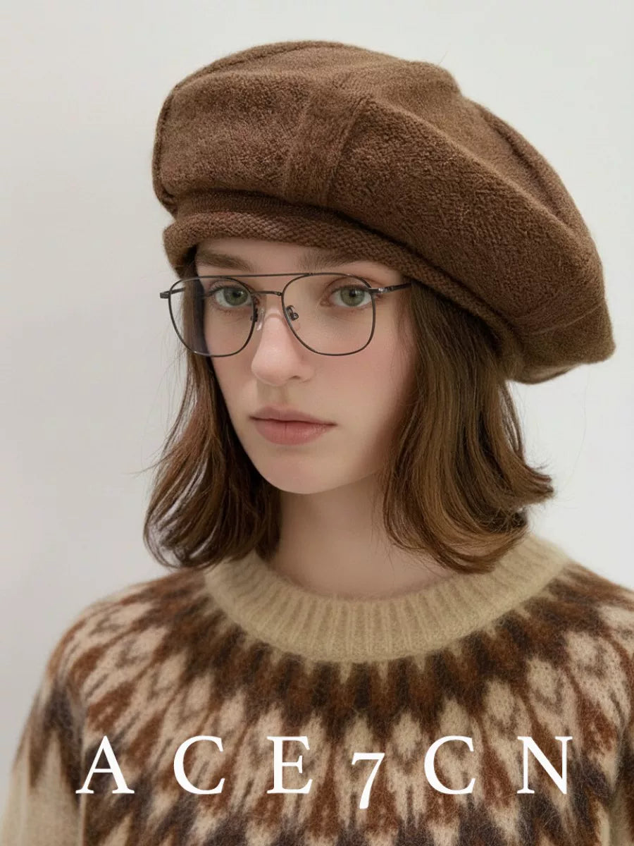 Nordic Relaxed Knit Beret Soft Wool Autumn-Winter Versatile