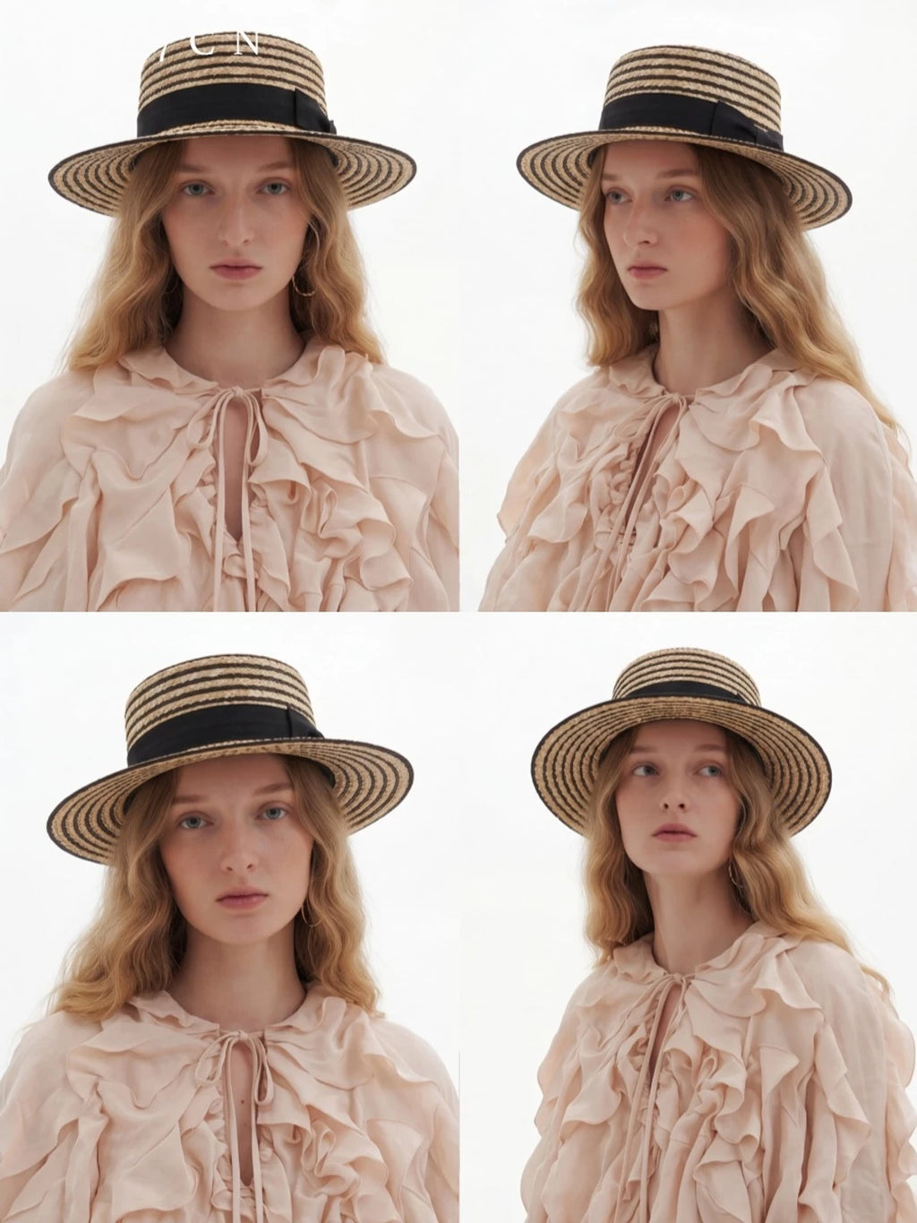 Striped Zigzag-Braid Wheat-Straw Fedora — ACE7CN